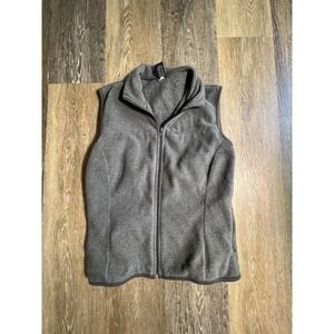 Gap Fleece Vest Womens Medium Grey Good Full Zip Mock Neck Layering Sleeveless